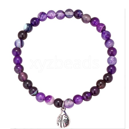 Fashion Natural Banded Agate Beads Stretch Bracelets QY2485-1-1