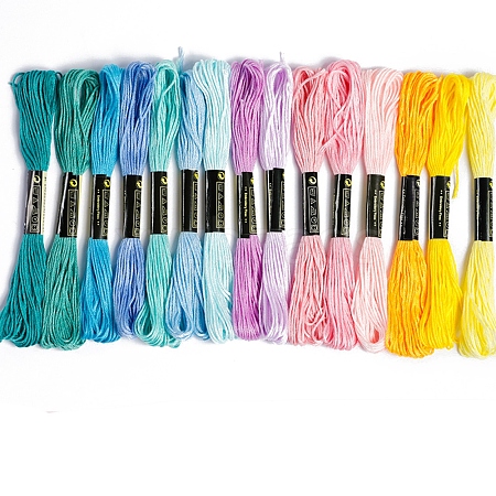 15Bundles 15 Colors Hand-woven Embroidery Cotton Threads PW-WGA0E47-05-1