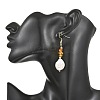 Natural Amber Chip & Natural Keshi Pearl Dangle Earrings EJEW-JE07445-01-2
