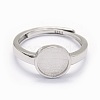 Anti-Tarnish Rhodium Plated 925 Sterling Silver Finger Ring Components STER-E061-01C-P-4