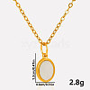 304 Stainless Steel Pave Natural White Shell Geometric Oval Pendant Necklaces KL8713-4-1