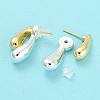 Two Tone Brass Front Back Stud Earrings with 925 Sterling Silver Pins EJEW-B033-01-3