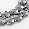 Electroplated Non-magnetic Synthetic Hematite Flat Round Bead Strands G-L368-06G-1