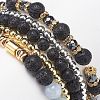 5Pcs 5 Style Natural Lava Rock & Natural Quartz & Synthetic Hematite Stretch Bracelets Set BJEW-JB08739-6