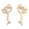 Brass Micro Pave Clear Cubic Zirconia Pendants KK-O127-03G-2