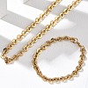 304 Stainless Steel Disc Link Chain Necklaces & Bracelets Sets SJEW-D091-05G-1