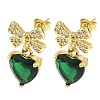Brass Micro Pave Cubic Zirconia Stud Dangle Earrings for Women KK-CBA760A-05G-04-4