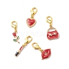 Valentine's Day Theme Alloy Enamel Pendant Decoration HJEW-JM00755-1