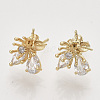 Brass Micro Pave Clear Cubic Zirconia Stud Earring Findings KK-T054-54G-NF-2