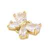 Brass Clear Cubic Zirconia Connector Charms/Links FIND-L019-07G-04-2