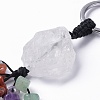 Natural Quartz Crystal Nugget with Mixed Gemstone Chips Tassel Keychains KEYC-P012-02P-01-2