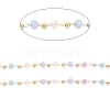 Faceted Rondelle Glass & Round 304 Stainless Steel Beaded Chains CHS-G026-01KCG-03-2