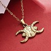 Crescent Moon Cross 304 Stainless Steel Pendant Necklaces NJEW-M096-30G-4