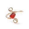 Natural Red Agate Braided Finger Ring RJEW-JR00490-2