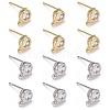 12Pcs 2 Colors Brass Cubic Zirconia Stud Earring Findings KK-LS0001-14-3