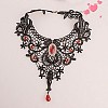 Gothic Alloy Glass Lace Heart Statement Bib Choker Necklaces for Women FS-WGE10D6-02-1