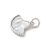Brass Pave Natural White Shell Fan Charms with Jump Rings KK-S522-17P-2