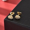 Shell Shape Brass Micro Pave Clear Cubic Zirconia Stud Earrings EJEW-A135-02G-3