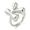 Initials Brass Open Cuff Ring for Women RJEW-N046-02K-P-1