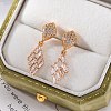 Brass Micro Pave Clear Cubic Zirconia Stud Earrings EJEW-K300-31G-2