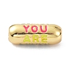 Eco-Friendly Brass Enamel Beads KK-C220-06G-01-1