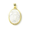 Rack Plating Brass Pave Natural Shell Pendants KK-A204-01C-02G-1