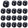 20Pcs Black Cube Letter Silicone Beads 12x12x12mm Square Dice Alphabet Beads with 2mm Hole Spacer Loose Letter Beads for Bracelet Necklace Jewelry Making JX433T-1