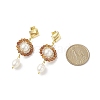 4 Pair 4 Style Natural Mixed Gemstone & Shell Pearl Beaded Flower Dangle Stud Earrings EJEW-JE05076-3