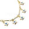 Star with Evil Eye Charm Necklace & Bracelet Jewelry Sets SJEW-JS01131-11