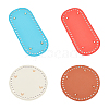 4Pcs 2 Style Oval & Flat Round PU Leather Bottom DIY-PH0003-55-1