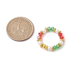 Christmas Glass & Imitated Pearl Acrylic Round Beads Finger Rings RJEW-JR00682-3