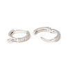 Brass Micro Pave Clear Cubic Zirconia Hoop Earring Findings KK-C018-01A-P-2