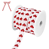 25 Yards Heart Pattern Cotton Ribbons SRIB-BC0001-48A-1