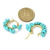Synthetic Turquoise Chips Braided Hoop Earrings EJEW-JE04940-25-2
