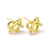 Rack Plating Brass Wire Wrapped Heart Stud Earrings with Plastic Beaded for Women EJEW-F299-02G-1