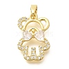 Rack Plating Brass Micro Pave Clear Cubic Zirconia Pendants KK-M309-39F-G-1