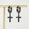 Hip-hop Style 201 Stainless Steel Cross Pendant Hoop Earring for Women UB5113-5