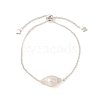 Natural Pearl Link Slider Bracelet BJEW-JB09449-01-2