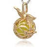 Golden Tone Brass Cage Pendants KK-J213-12G-3