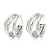 Rack Plating Brass Triple Line Stud Earrings EJEW-D064-06P-1