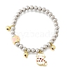 Brass Enamel Round Beads Charm Bracelets for Women BJEW-D317-11C-PG-4