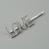 Word LOVE Alloy Rhinestone Hair Bobby Pins FIND-WH0152-34B-S-1