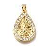 Rack Plating Brass Micro Pave Clear Cubic Zirconia Pendants KK-G500-02E-G-1