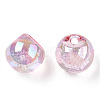UV Plating Rainbow Iridescent Acrylic Beads X-OACR-G012-04D-2