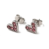 Heart 304 Stainless Steel Rhinestone Stud Earrings EJEW-A081-15P-2