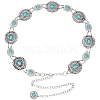 1Pc Alloy Pave Synthetic Turquoise Oval Flower Link Chain Waist Belly Body Chains for Women AJEW-DC0003-22-1