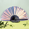 1Pc Bamboo with Oxford Fabric Glitter Powder Folding Fans AJEW-SP0003-77D-5