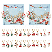 Alloy Enamel Christmas Theme Pendant Locking Stitch Markers HJEW-AB00085