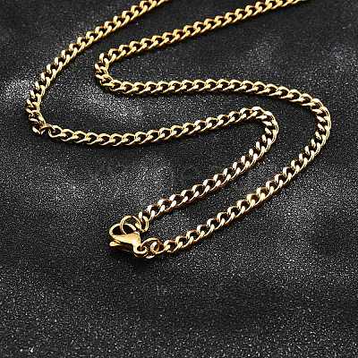 304 Stainless Steel Curb Chain Necklaces X-NJEW-H492-01G-1