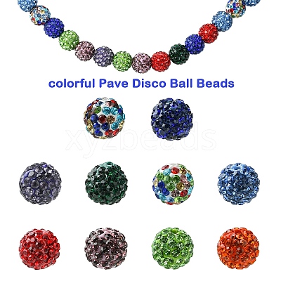 30Pcs Pave Disco Ball Beads RB-YW0001-14D-1